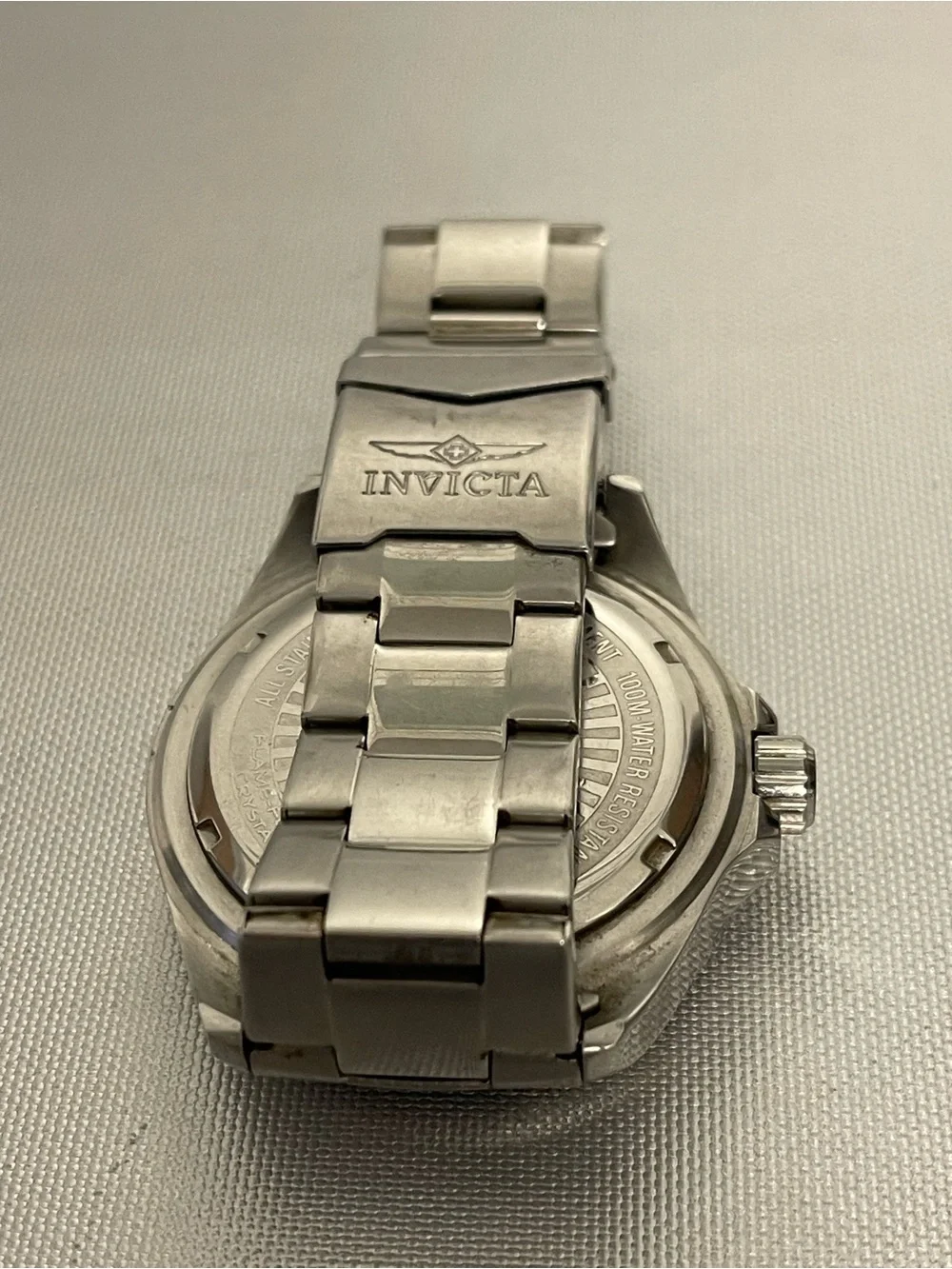 Invicta Stainless Steel Pro Diver Watch , 15184 Blue Face VGC Need Battery